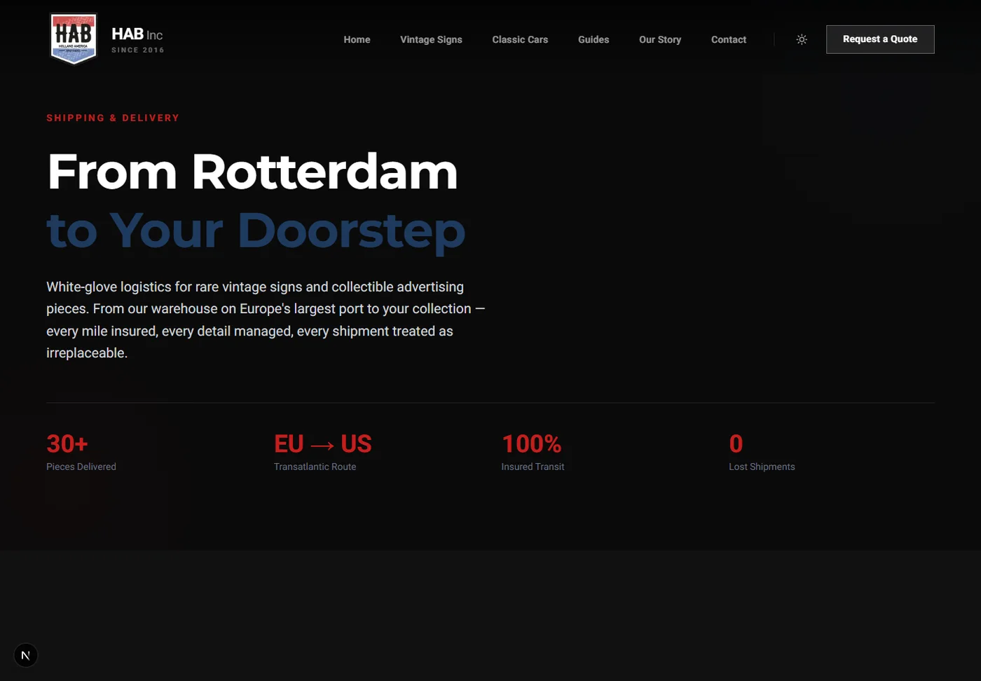 HAB shipping page
